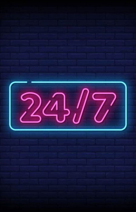 Premium Vector _ Open 24_7 neon sign_